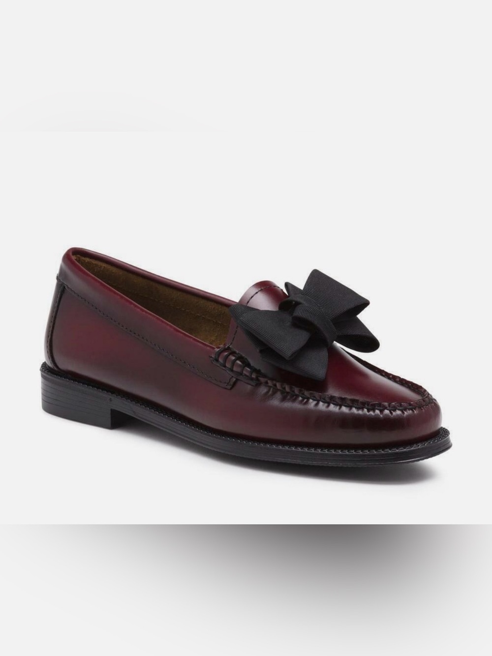 Weejuns G.H. Bass Jillian Women's Wine Red Patent Leather Bow Penny Loafers 7.5
